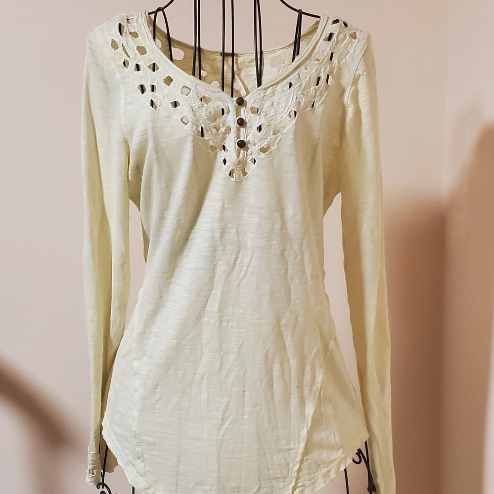 Free People cream cotton shirt size S